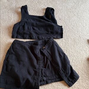 Free People Black Two-Piece Crop Top and Skort Set
